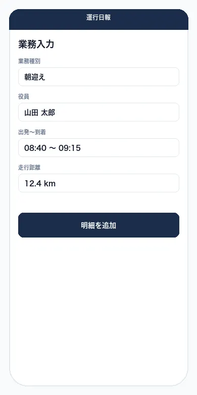 業務入力画面のイメージ